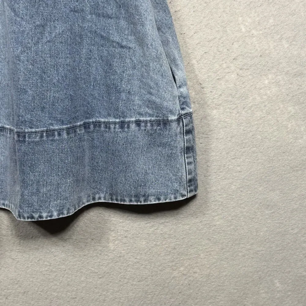 Free People Harlow Mini Dress Women's Size Small Ocean Blue Denim Pockets